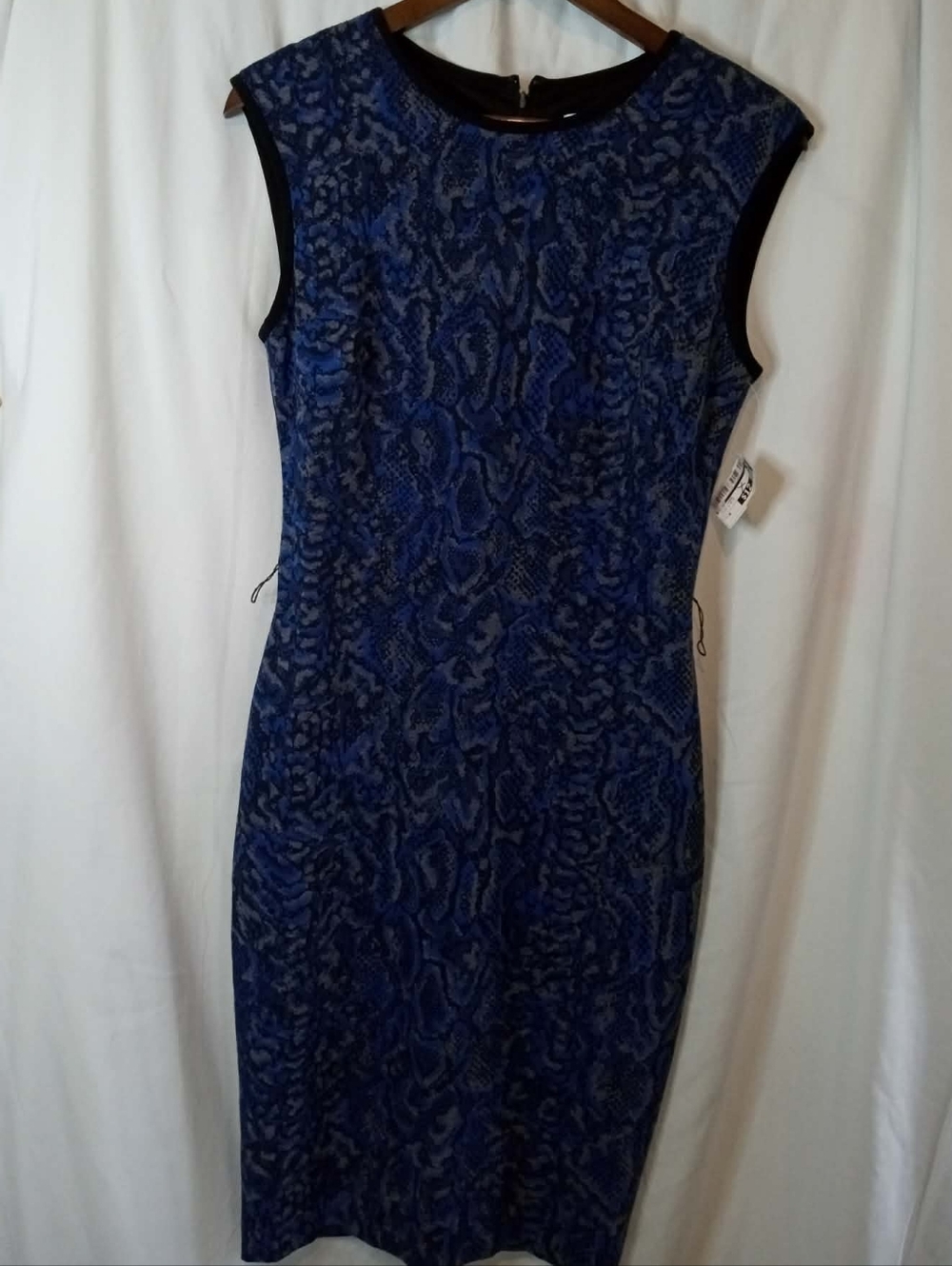 Cache Blue Black Snake Print Sleeveless Midi Dress Sexy Office Party Tight Hot